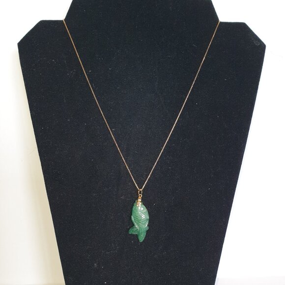 Beautiful Vintage Hand Carved Double Sides Genuine Green Jade Koi Fish Pendant - Picture 7 of 13